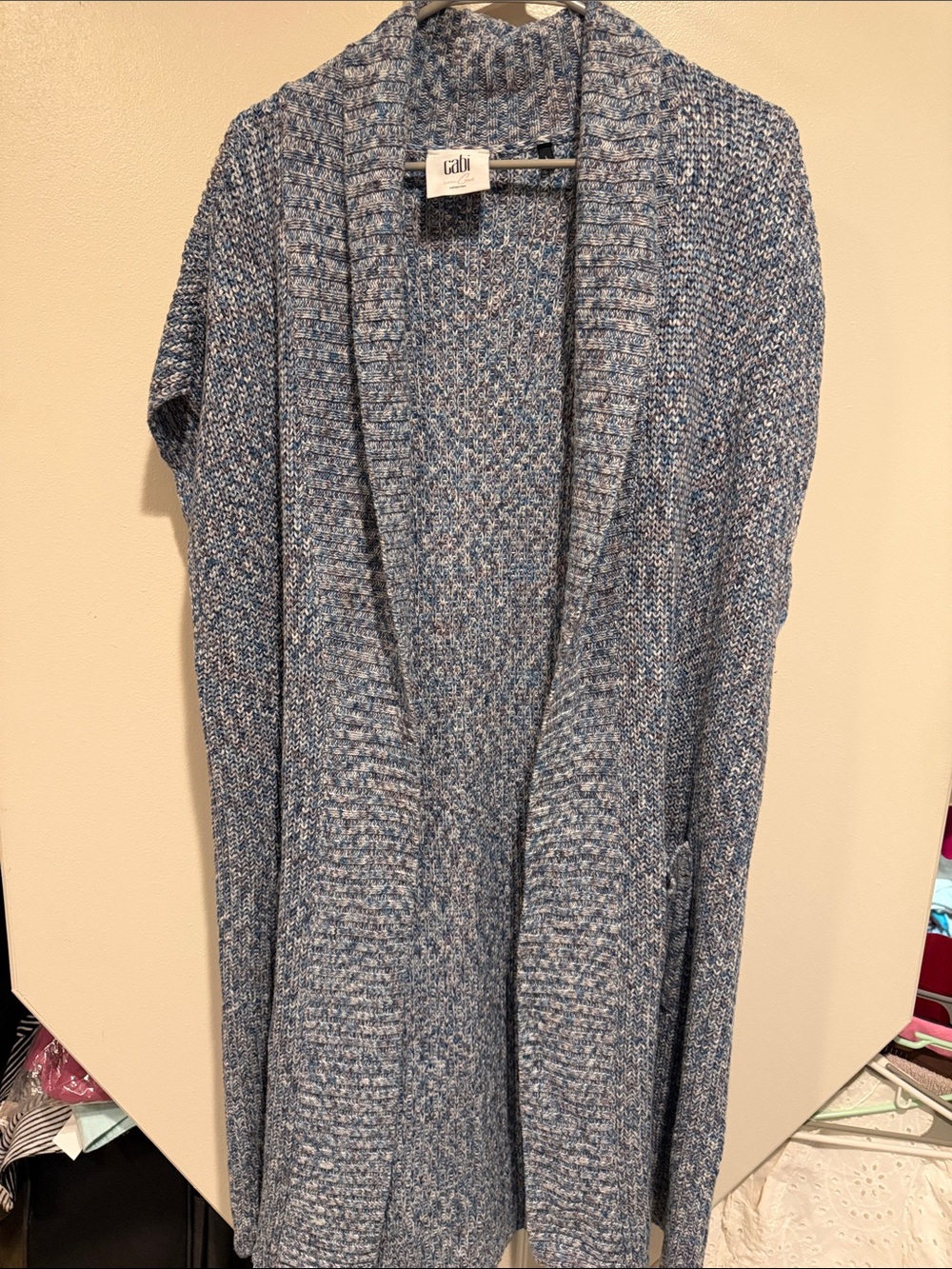 CAbi Blue Marled Open-Front Cardigan